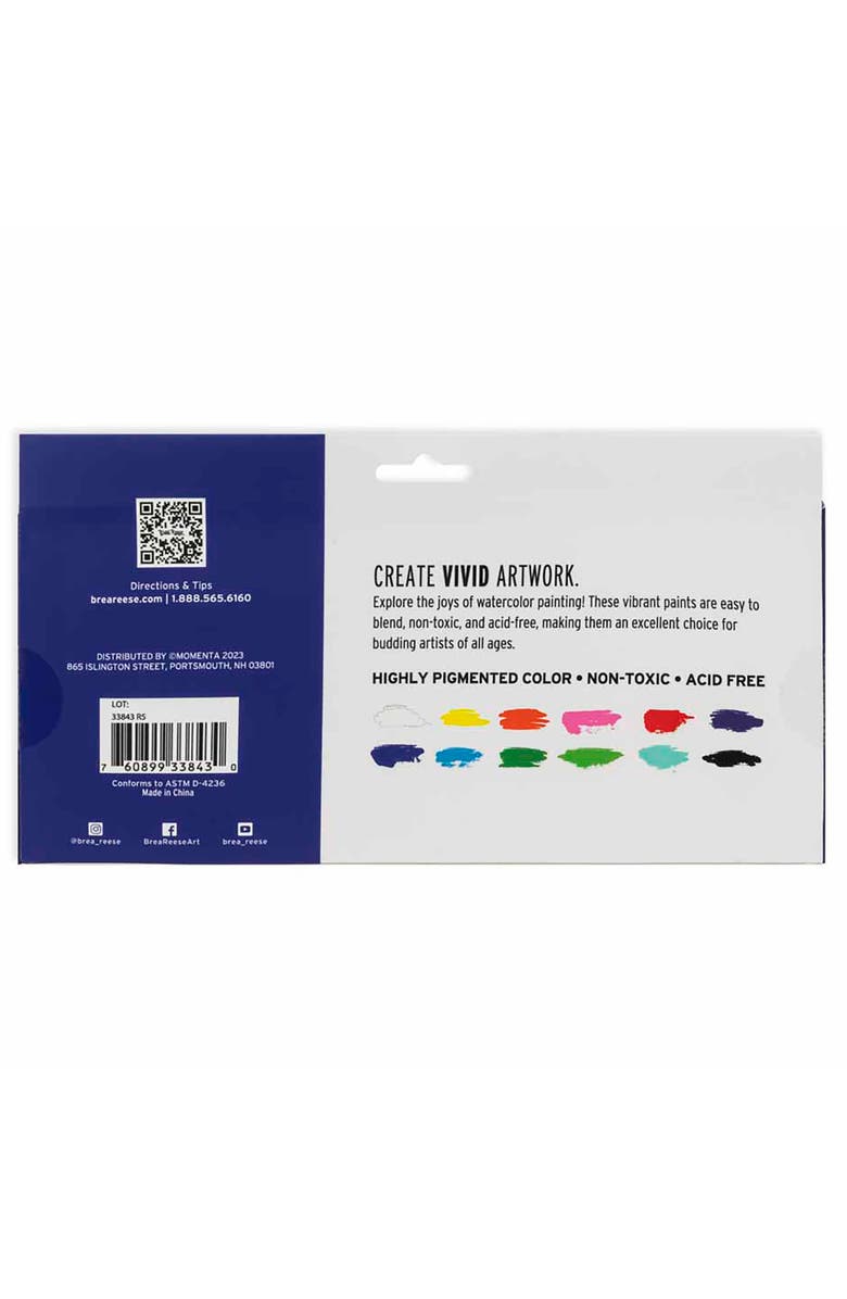 Brea Reese Professional Watercolor Paint Set 12 Tubes, Alternate, color, 