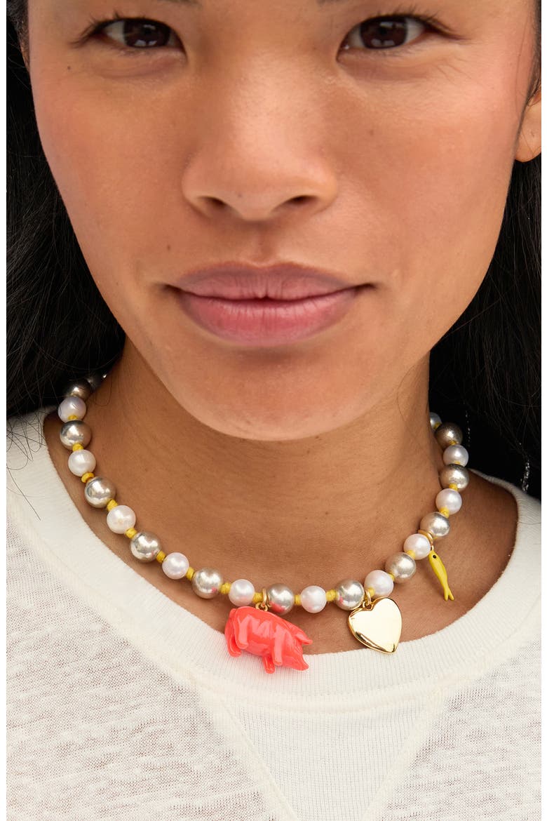 Bead & Faux Pearl Statement Necklace, Alternate, color, SILVER CREAM
