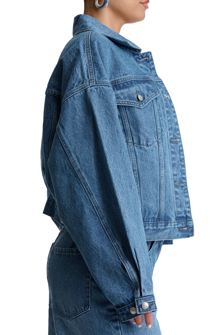 Oversize Denim Trucker Jacket, Alternate, color, MEDIUM WASH