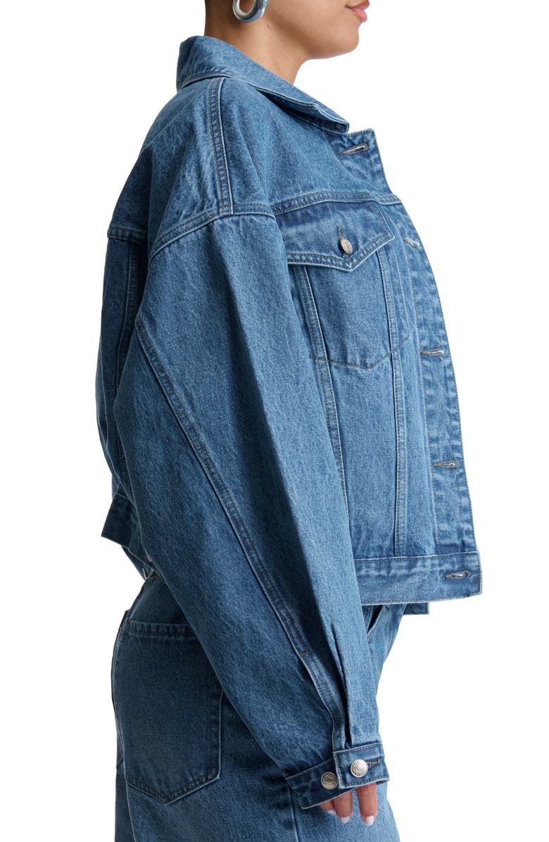 Naked Wardrobe Oversize Denim Trucker Jacket, Alternate, color, Medium Wash