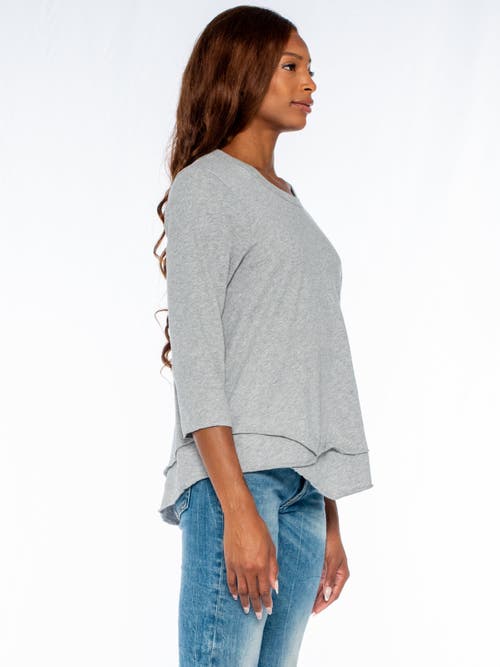 Wilt Clothing Shrunken Crew 3/4 Sleeve Mock Layer Tee In Blue