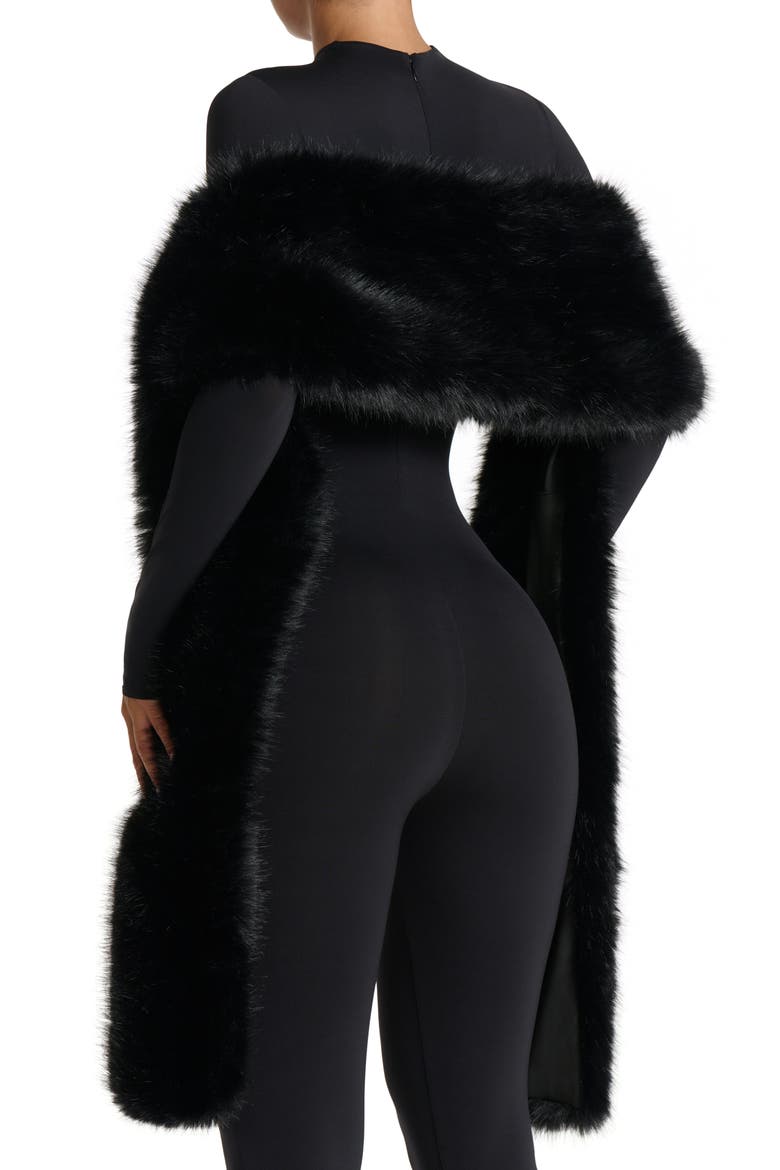 Faux Fur Shawl, Alternate, color, BLACK