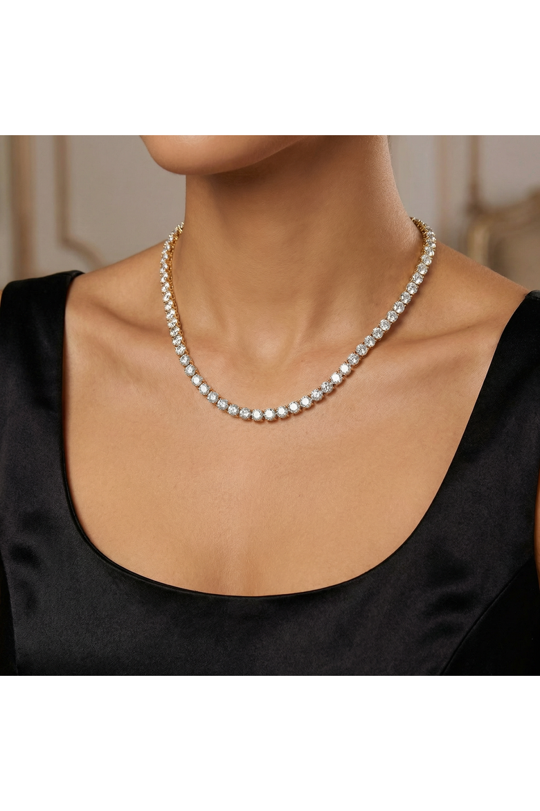 23Ct Diamond Tennis Necklace 14K Gold 18" Lab Grown, Alternate, color, 14k Yellow Gold