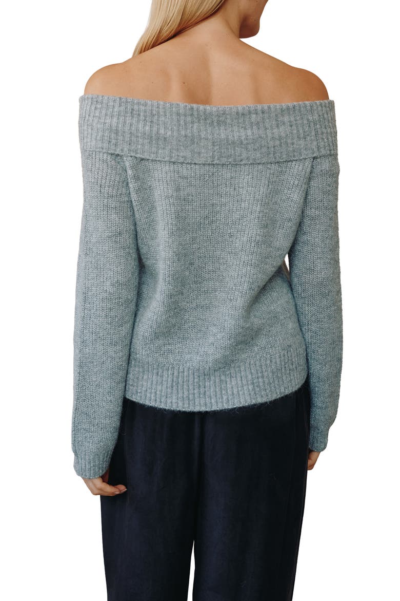 Off the Shoulder Sweater, Alternate, color, HEATHER GREY SHIMMER