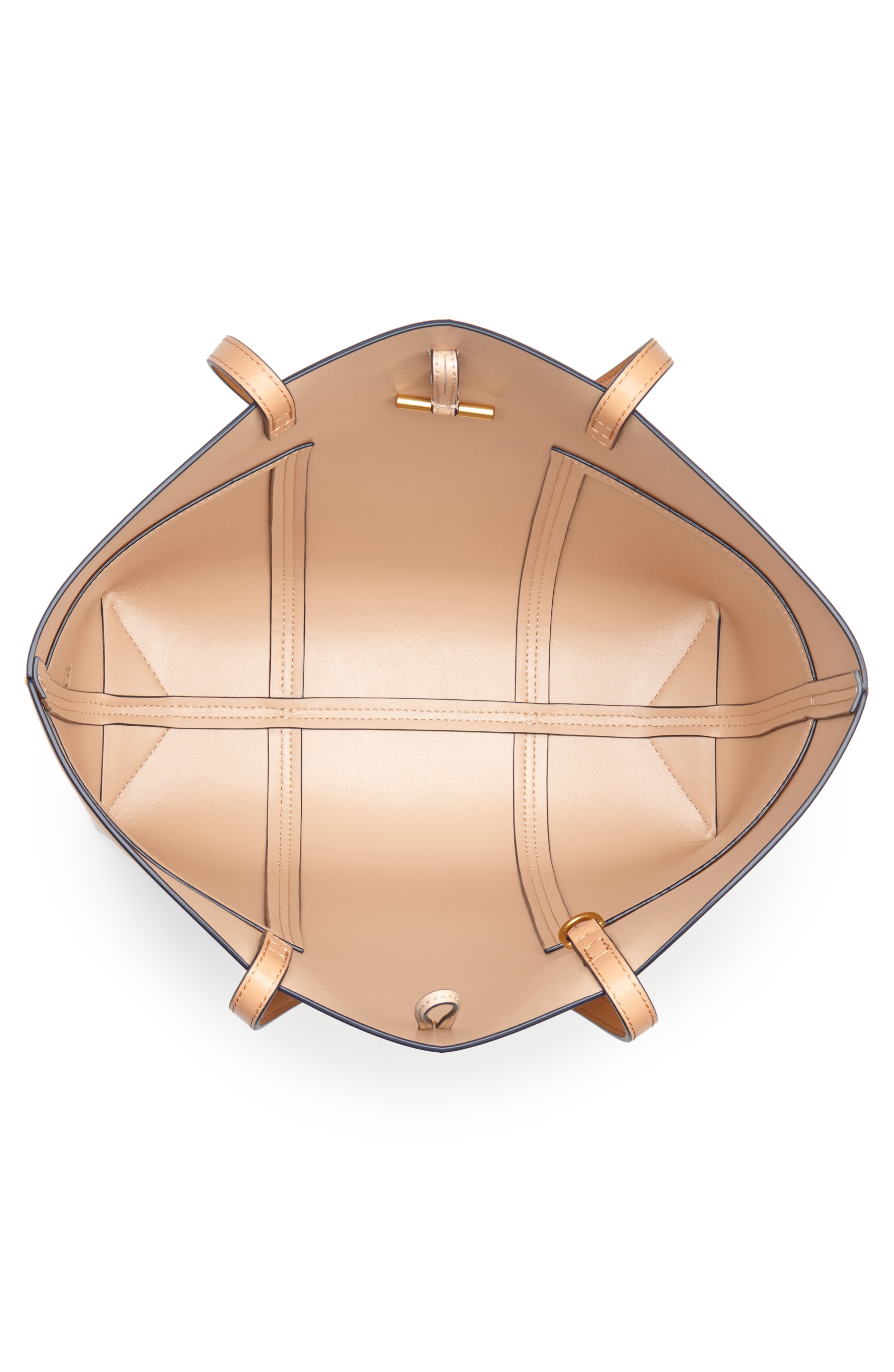 Tory Burch Block-T Stripe Leather Tote, Alternate, color, 