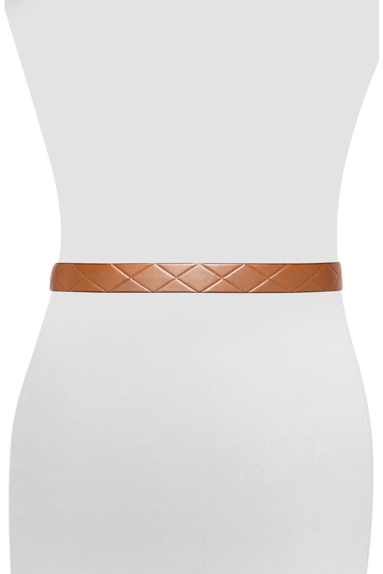 Diamond Debossed Leather Belt, Alternate, color, TAN