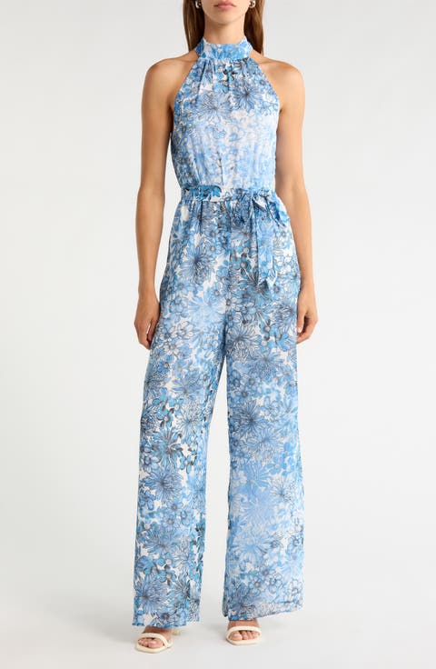 Tierra Floral Print Halter Jumpsuit