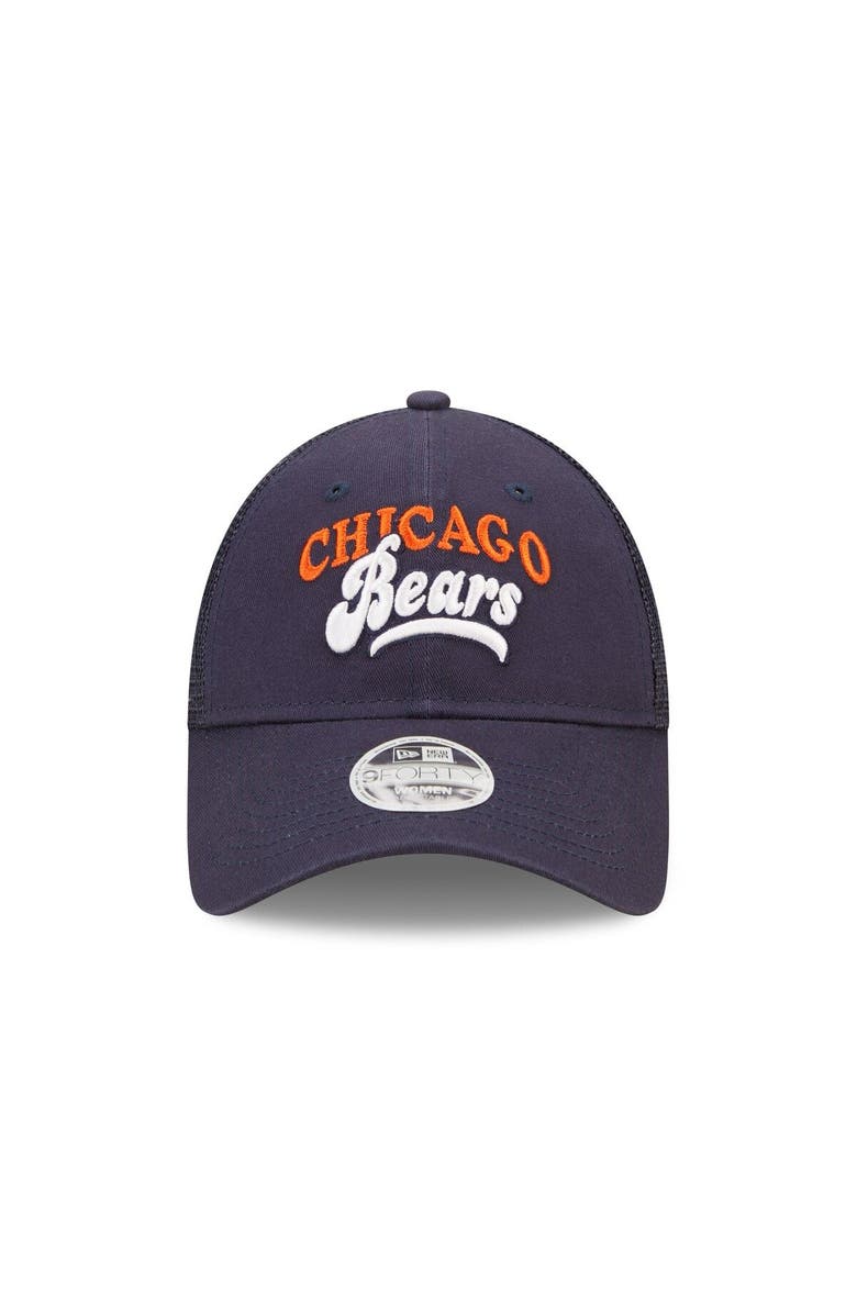 New Era Women's New Era   Navy Chicago Bears Team Trucker 9FORTY Snapback Hat, Alternate, color, 