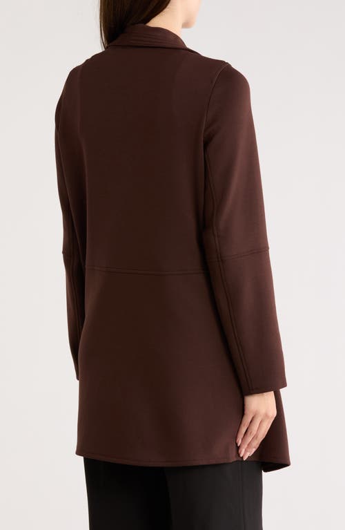 T Tahari Drape Front Scuba Knit Jacket In Brown