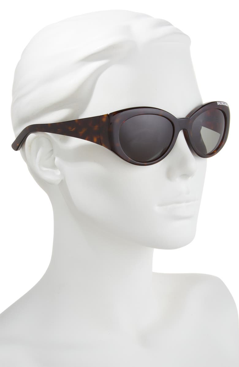 Balenciaga Oval Sunglasses, Alternate, color, Havana Havana Green