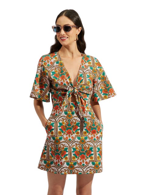 Peek-A-Boo Mini Dress Corte White Rust