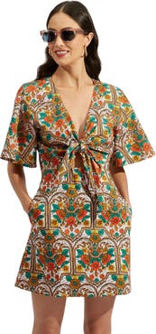 La DoubleJ Peek-A-Boo Mini Dress Corte White Rust