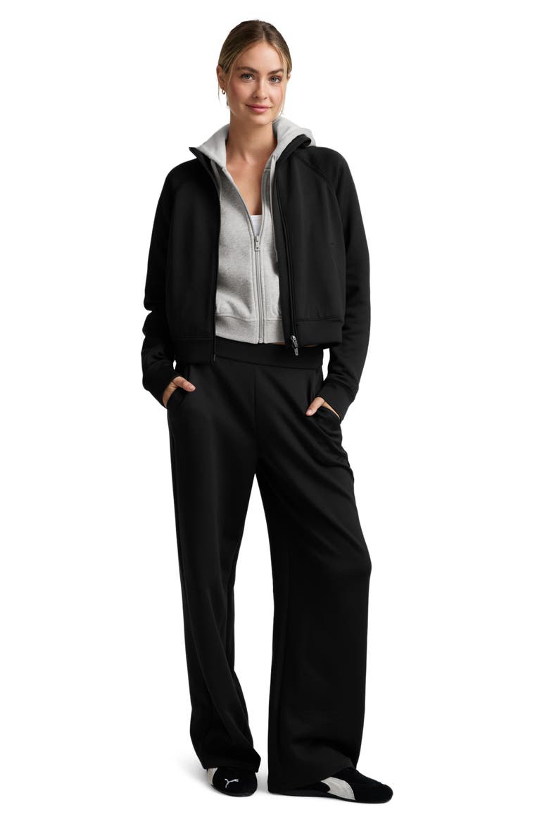 Piping Detail Bomber Jacket, Alternate, color, BLACK