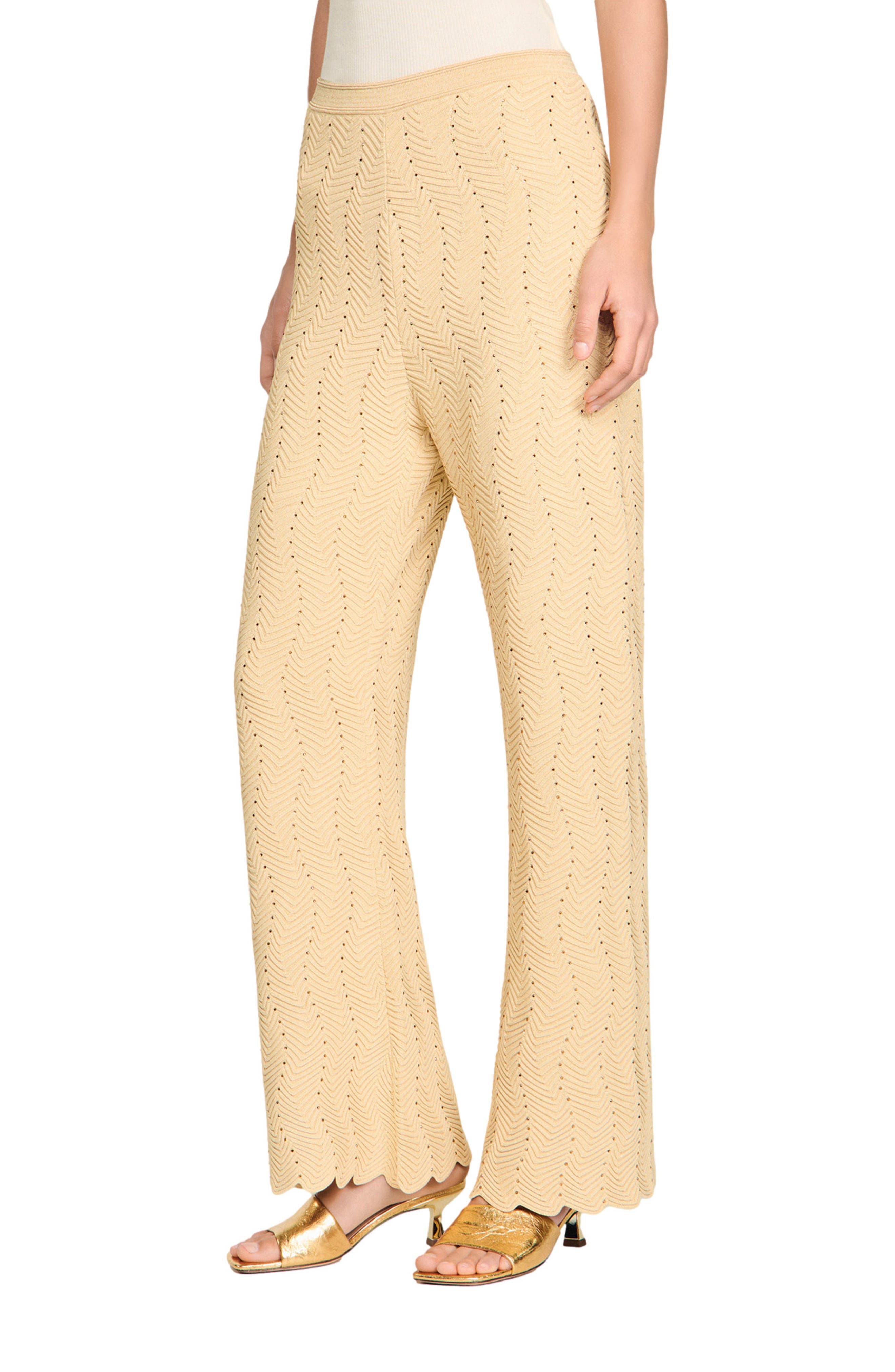 Rhinestone knit trousers