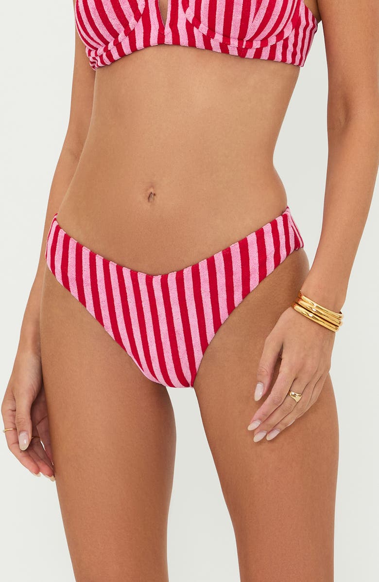 Beach Riot Vanessa High Cut Bikini Bottoms, Main, color, Candy Cane Stripe