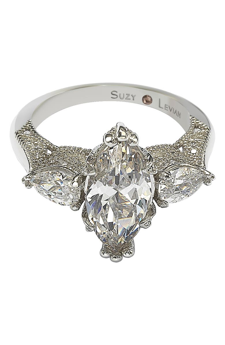 SUZY LEVIAN Marquise CZ Sterling Silver Ring, Alternate, color, White