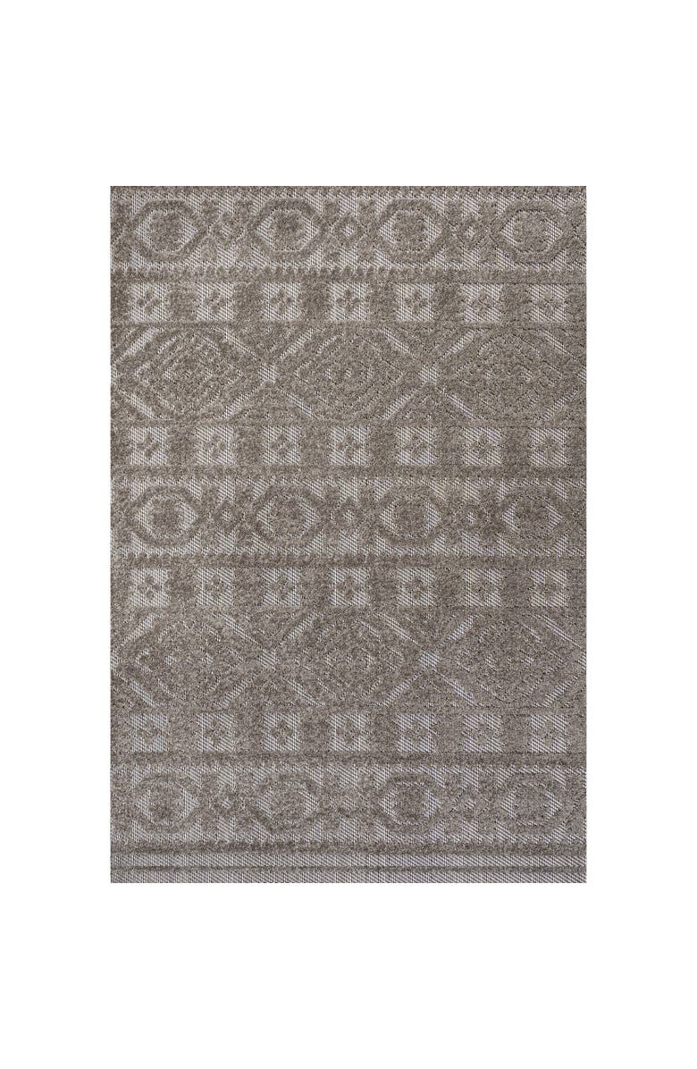JONATHAN Y Citta High-Low Pile Mediterranean Tile Indoor/Outdoor Area Rug, Main, color, Dark Gray/Ivory
