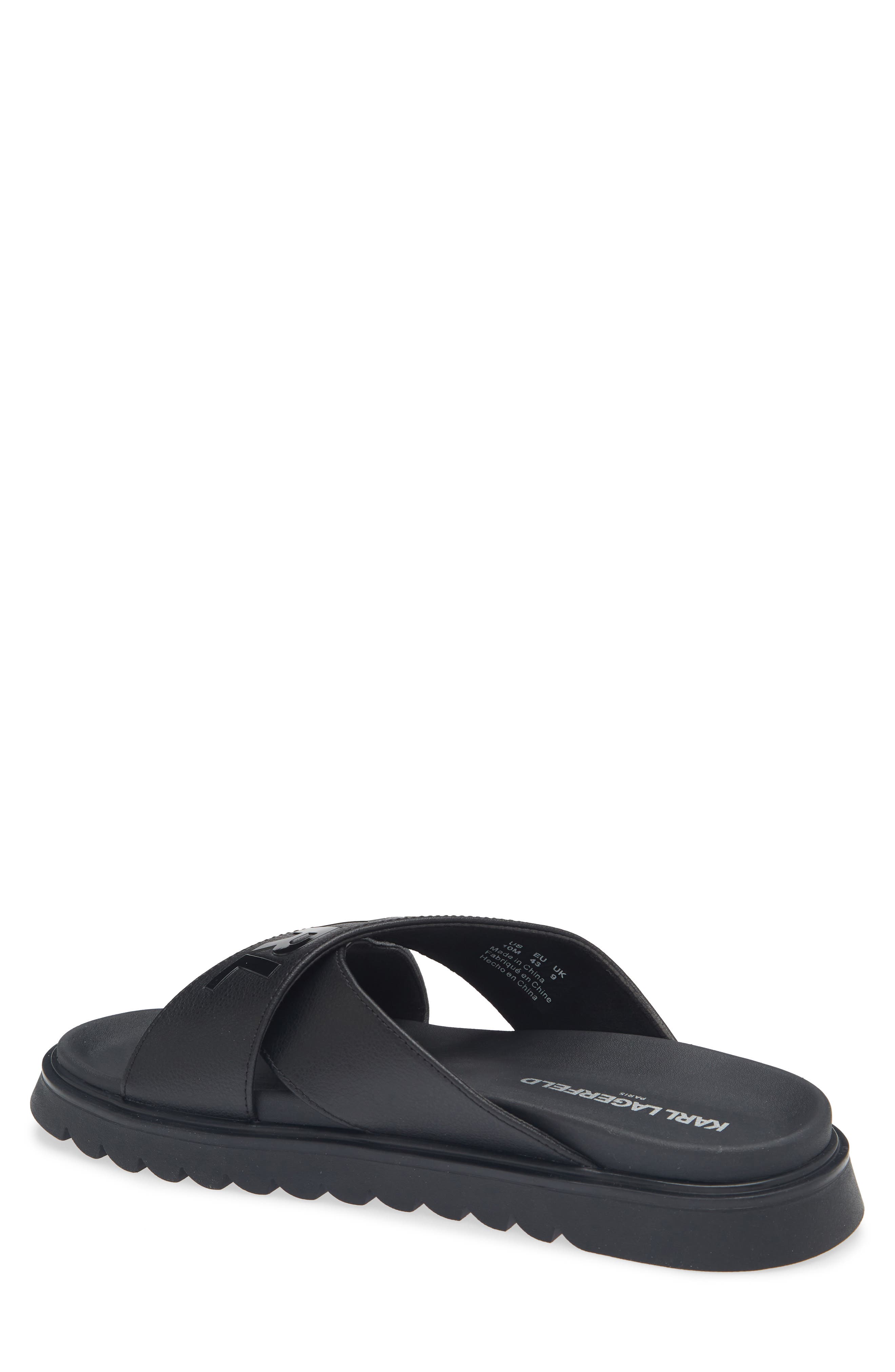 KARL LAGERFELD PARIS Logo Crisscross Slide Sandal, Alternate, color, Black