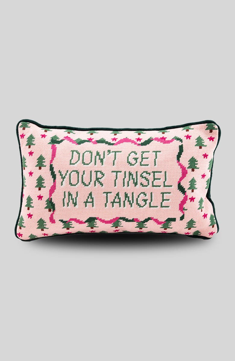 Furbish Tinsel in a Tangle Needlepoint Pillow, Main, color, 