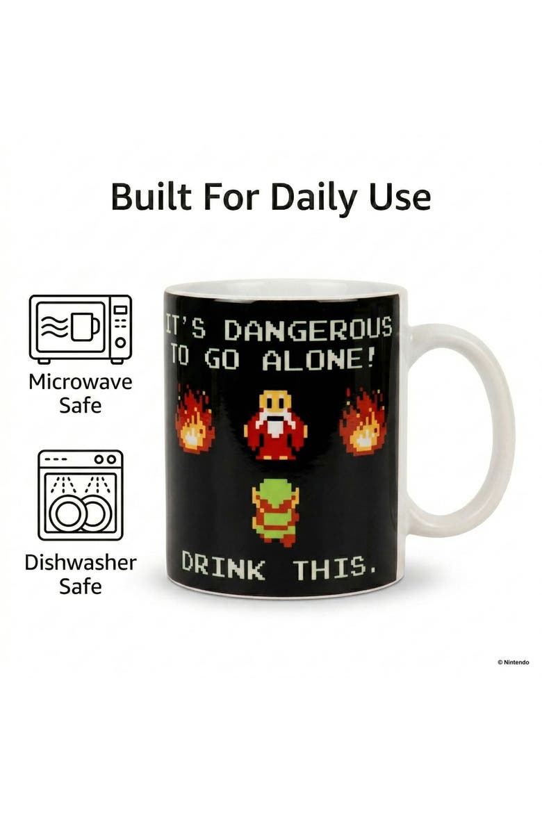 11 oz The Legend of Zelda Drink This Ceramic Mug, Alternate, color, Black