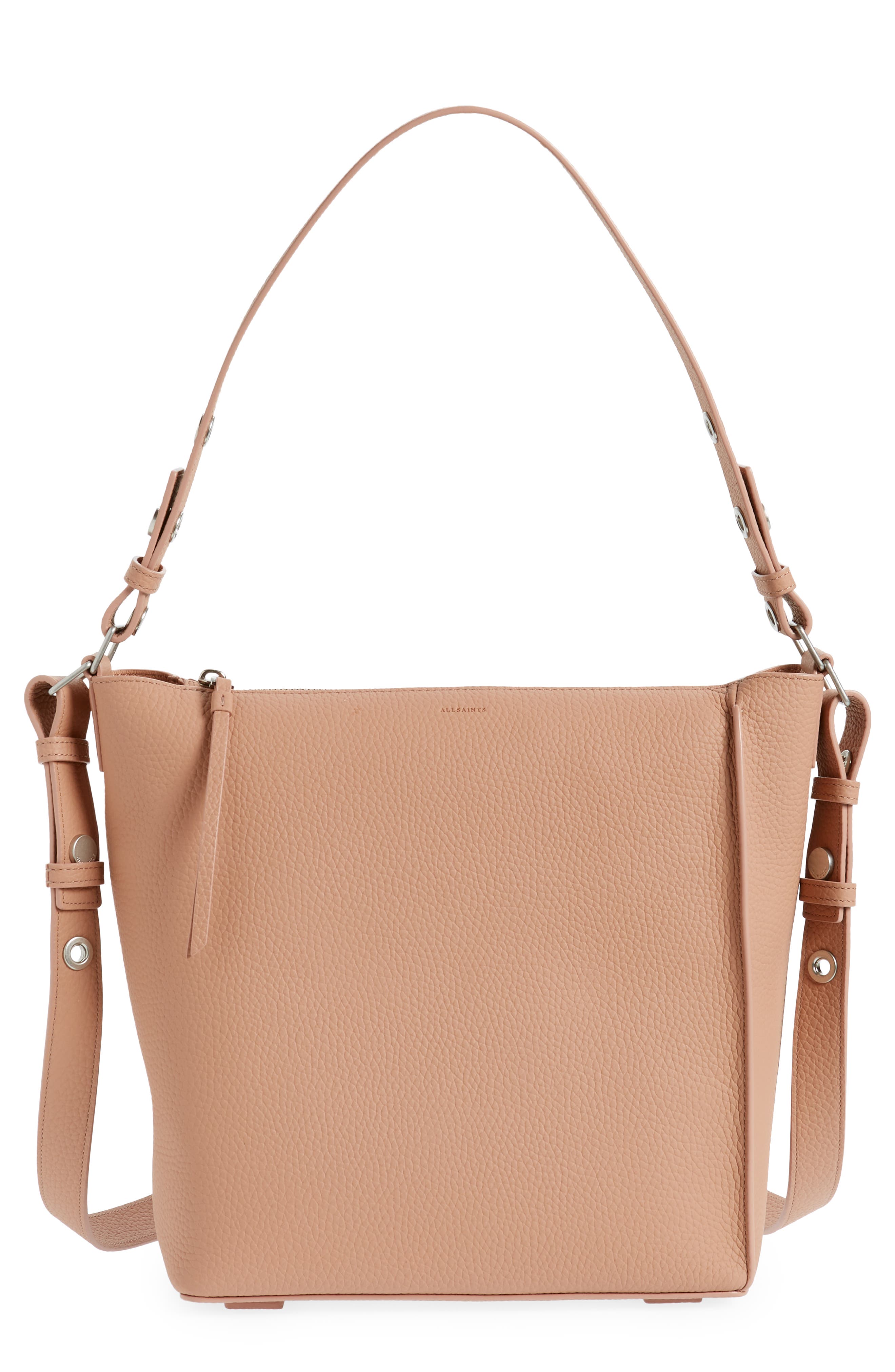 AllSaints Kita Leather Shoulder/Crossbody Bag, Main, color, 