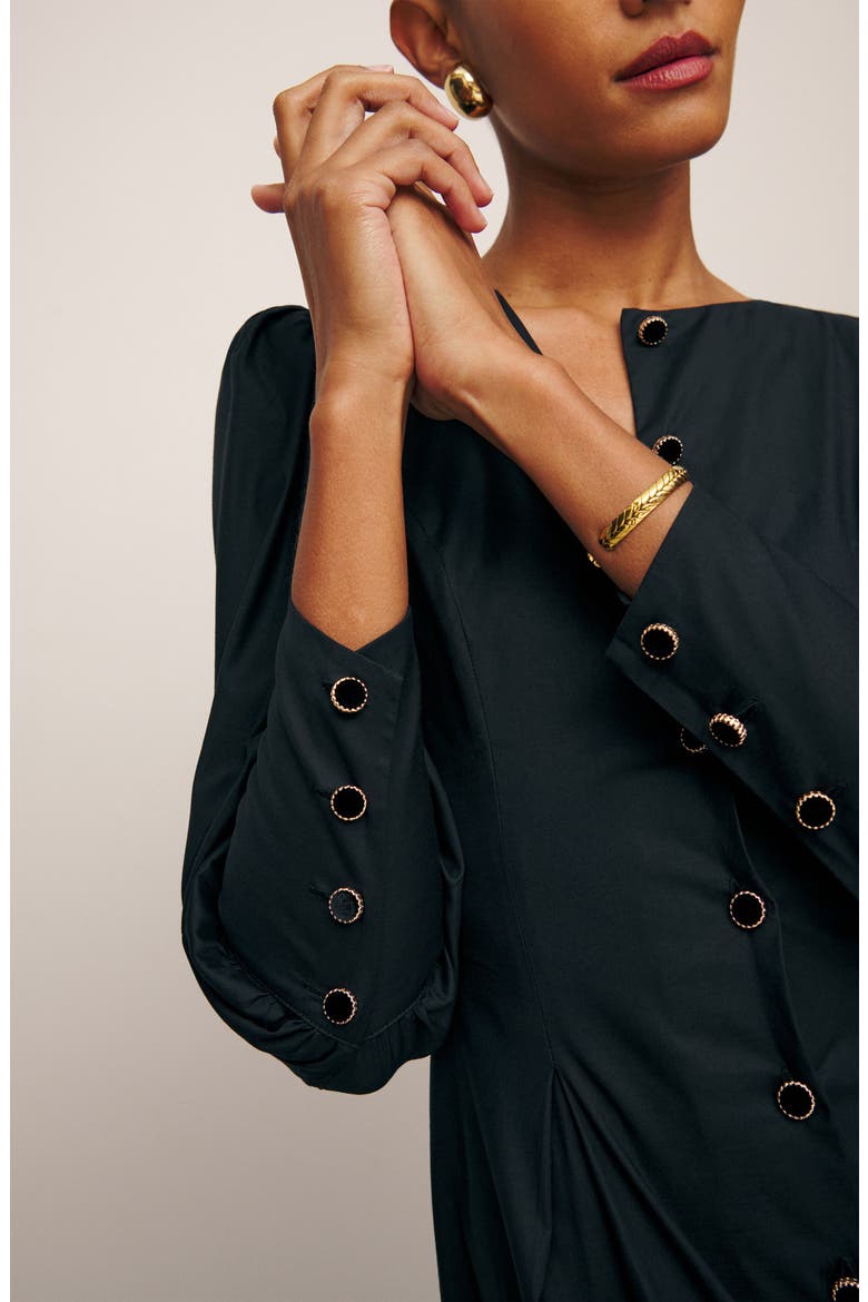 Halia Long Sleeve Button-Up Dress, Alternate, color, BLACK