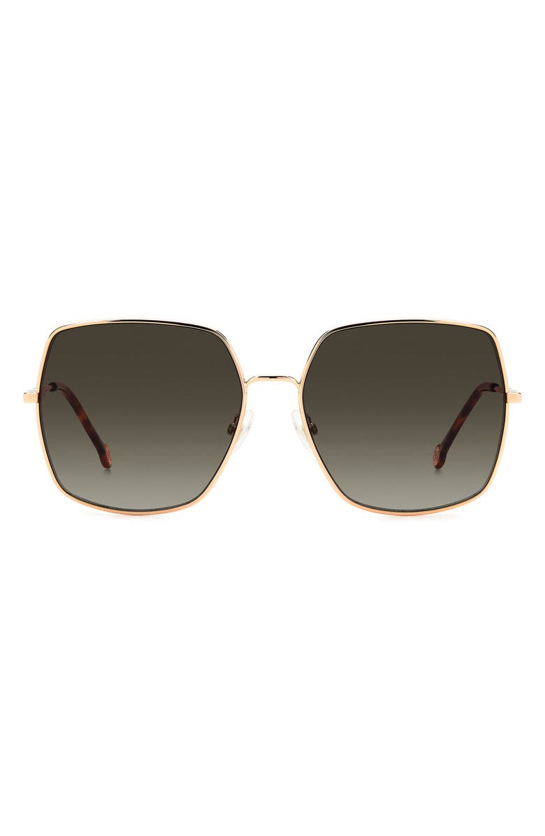 Carolina Herrera 60mm Gradient Square Sunglasses, Main, color, Gold Copper