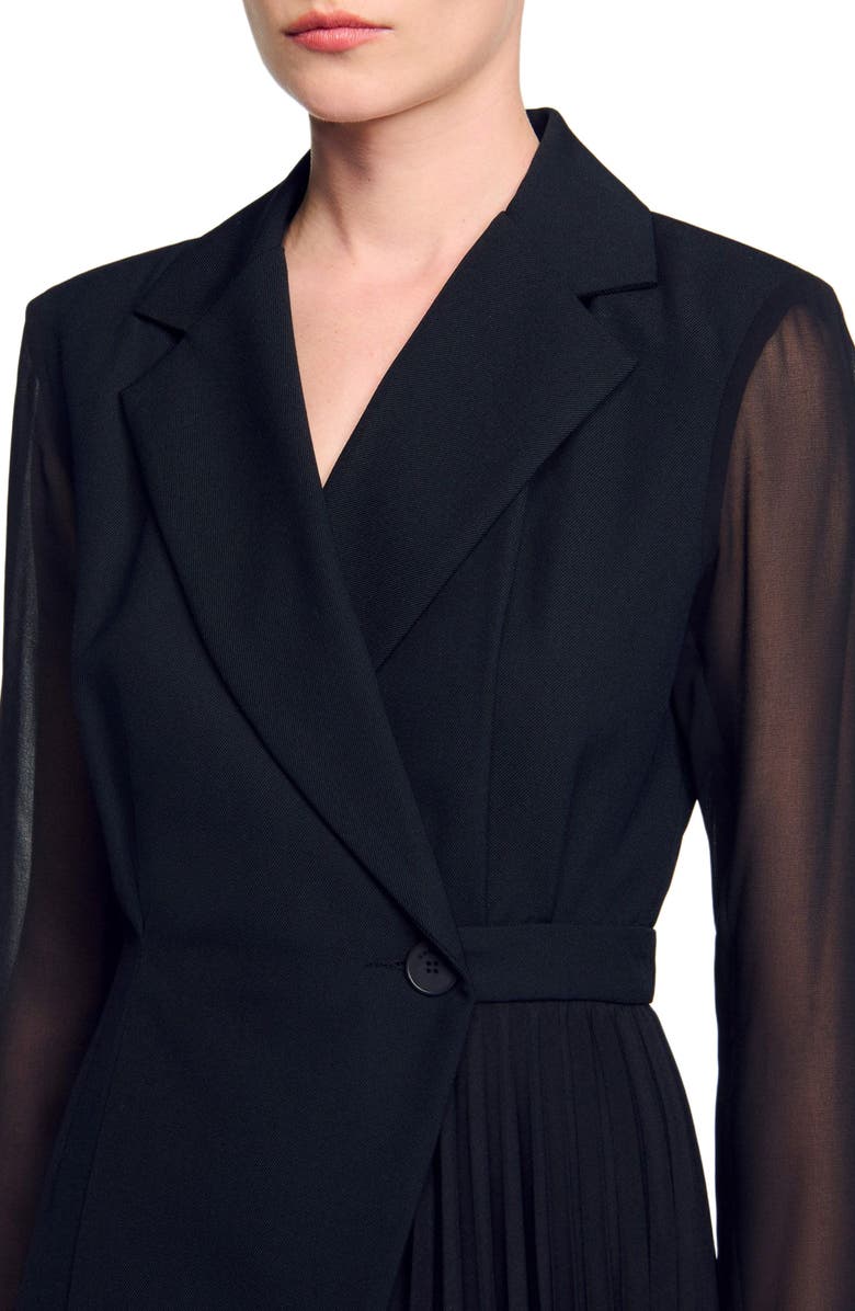 SANDRO Wraparound dress, Alternate, color, Black