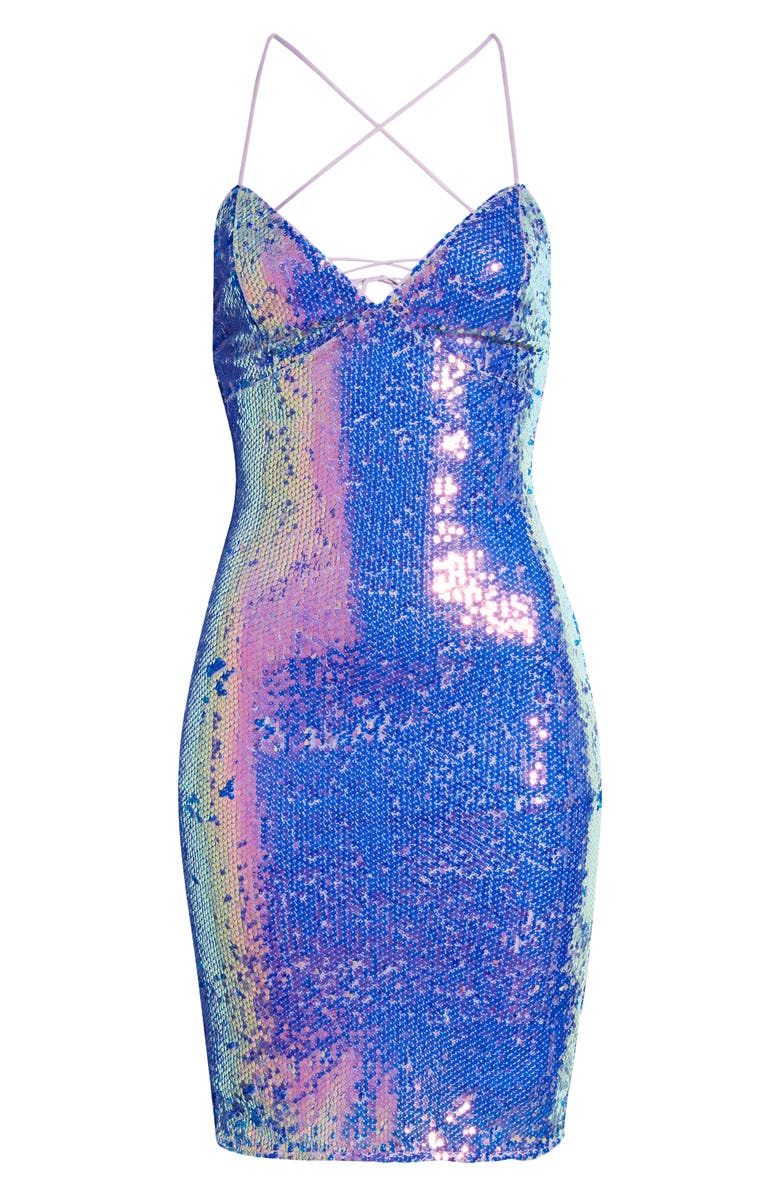 Lulus Strobe Light Sweetheart Sequin Minidress, Alternate, color, 