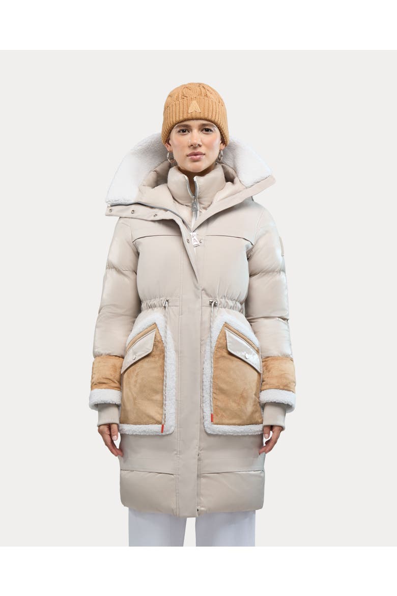 Malet Puffer Parka with Mixed Media Detailing, Main, color, Stone