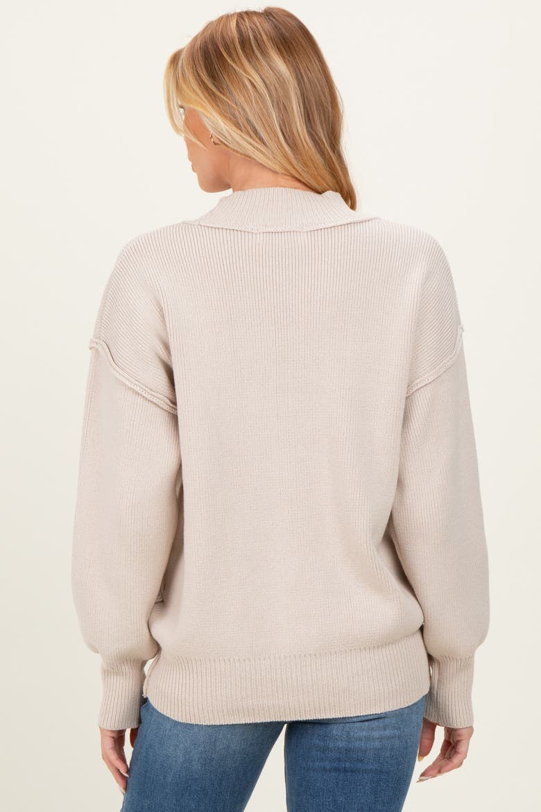 Wide Neck Drop Shoulder Sweater, Alternate, color, Beige