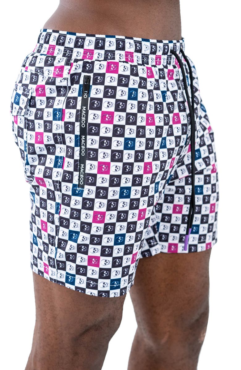 Maceoo Swim Lion Shades Skull Swim Trunks, Alternate, color, White