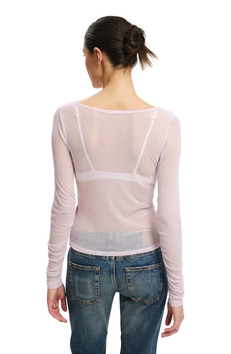 Cotton On Women's Alix Mesh Button Through Long Sleeve, Alternate, color, Light Lilac