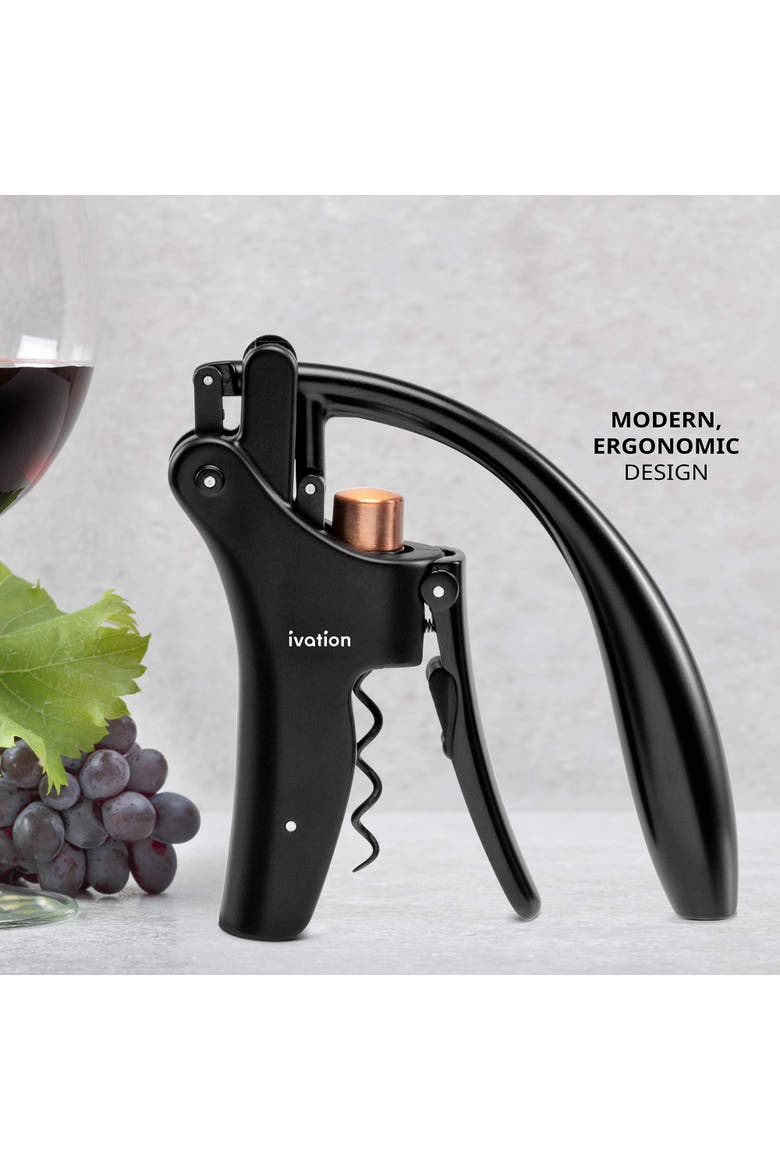 Manual Wine Bottle Opener, Alternate, color, Black