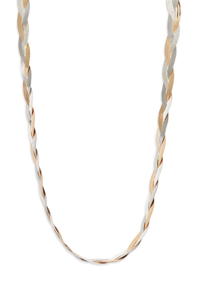 Two-Tone Braided Snake Chain Necklace, Main, color, GOLD- SILVER