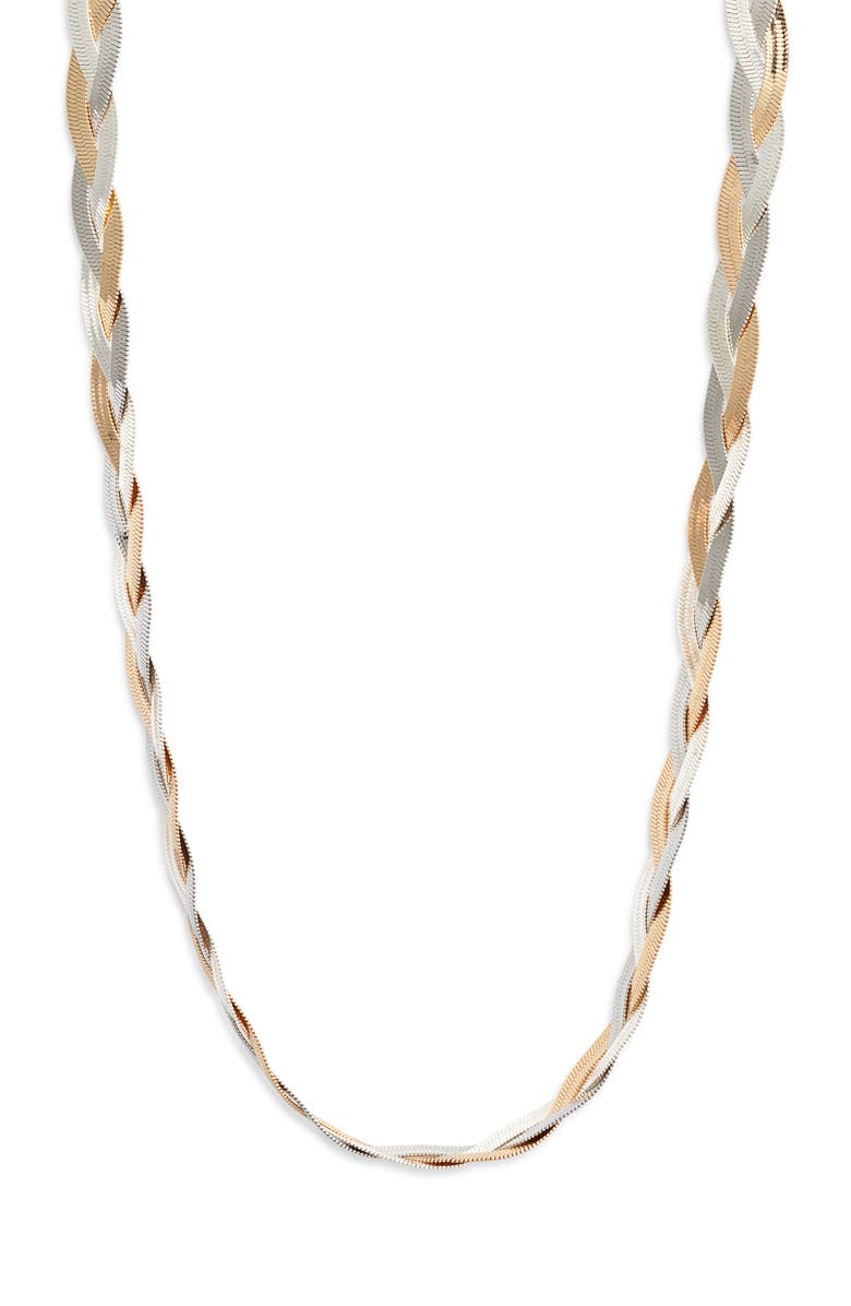 Nordstrom Two-Tone Braided Snake Chain Necklace, Main, color, Gold- Silver