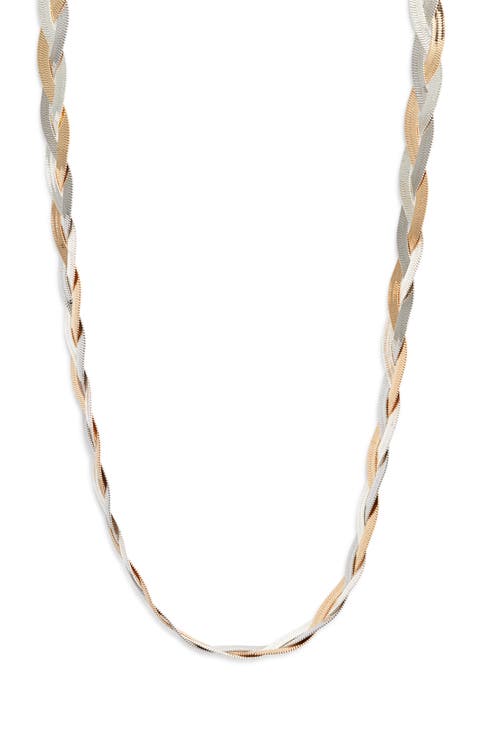 Two-Tone Braided Snake Chain Necklace