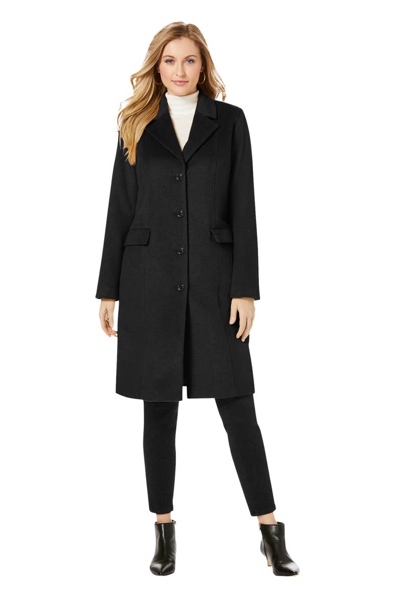 Notch Collar Wool Coat, Main, color, BLACK