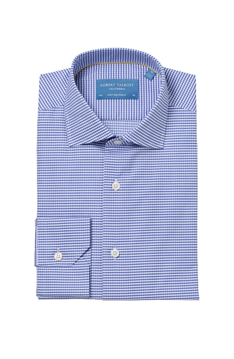 Robert Talbott Reynolds Contemporary Check Twill Shirt, Main, color, Navy