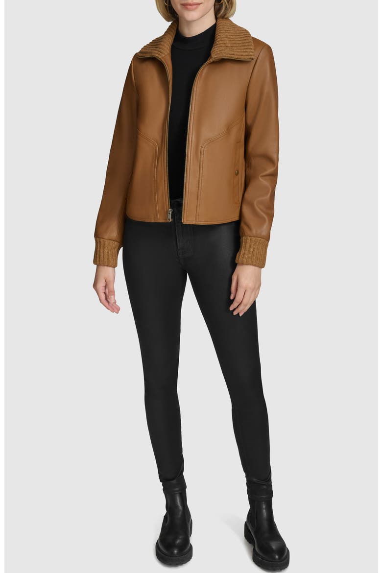 Beatrix Leather Jacket, Alternate, color, TAN