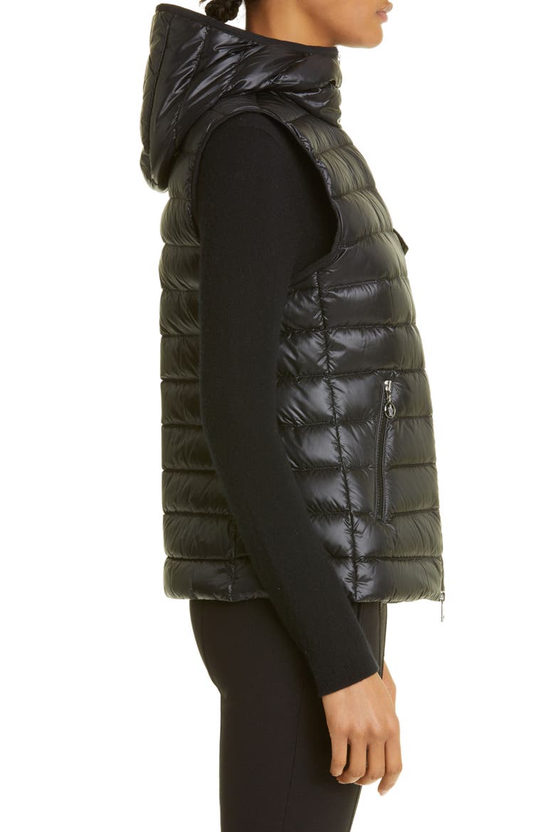 Glygos Quilted Nylon Hooded Down Vest, Alternate, color, BLACK