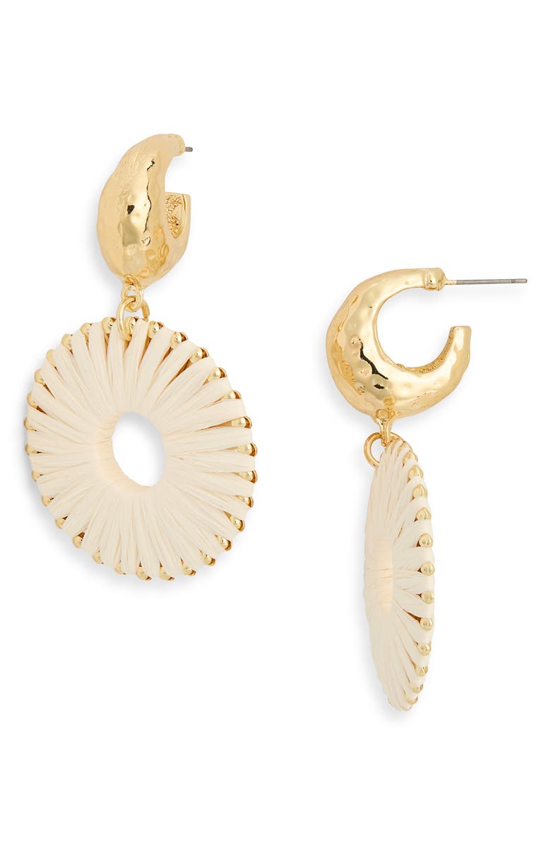 Tasha Raffia Wrap Drop Earrings, Main, color, Gold/ Ivory