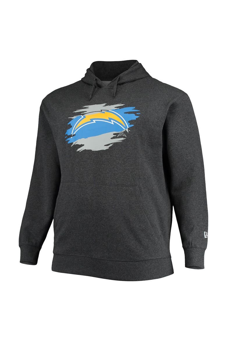 Men's New Era Charcoal Los Angeles Chargers Big & Tall Primary Logo Pullover Hoodie, Alternate, color, Charcoal