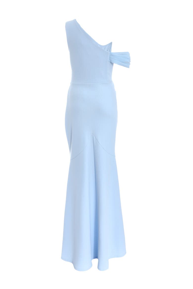Chiffon With Scuba Crepe Cowl Neck Maxi Dress, Alternate, color, Blue