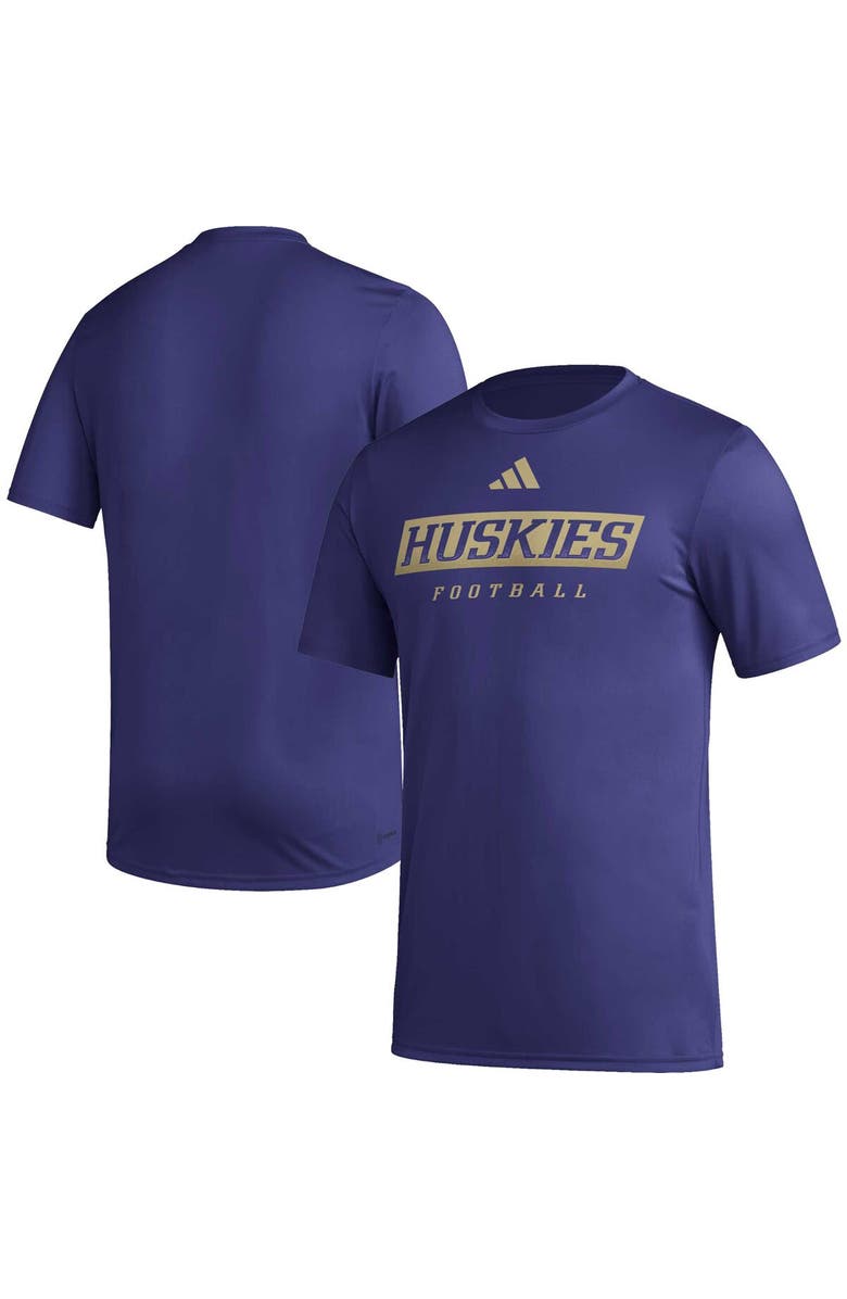 adidas Men's adidas Purple Washington Huskies Football Practice AEROREADY Pregame T-Shirt, Main, color, Purple