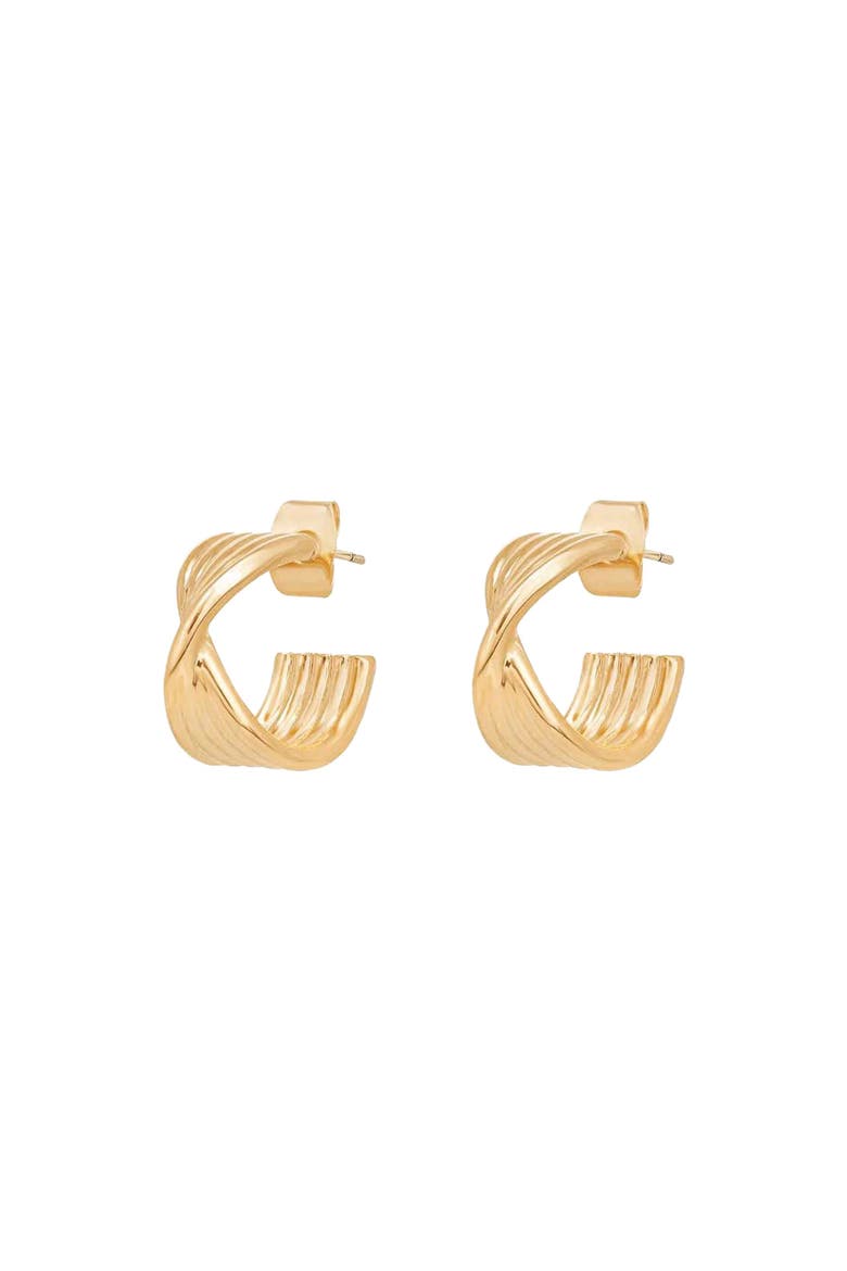 14k Gold Plated Maeve Huggies Dainty Hoop Earrings Trendy, Main, color, Gold