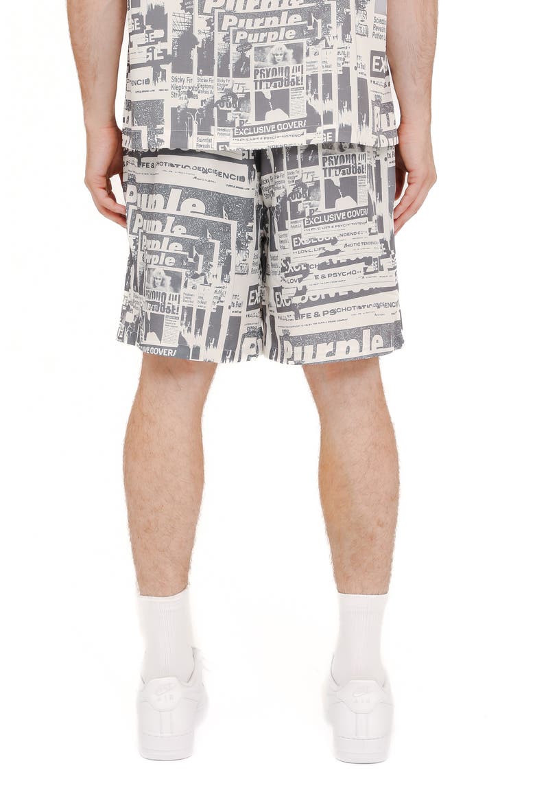 Pull-On Graphic Sweat Shorts, Alternate, color, IVORY/ GREY MULTI