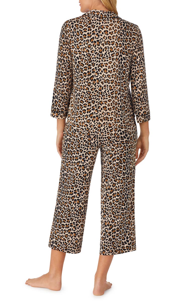 Kate Spade New York animal print jersey crop pajamas, Alternate, color, 