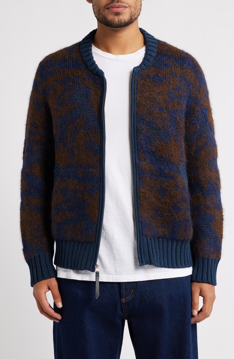 Corridor Jacquard Zip Sweater, Main, color, Navy