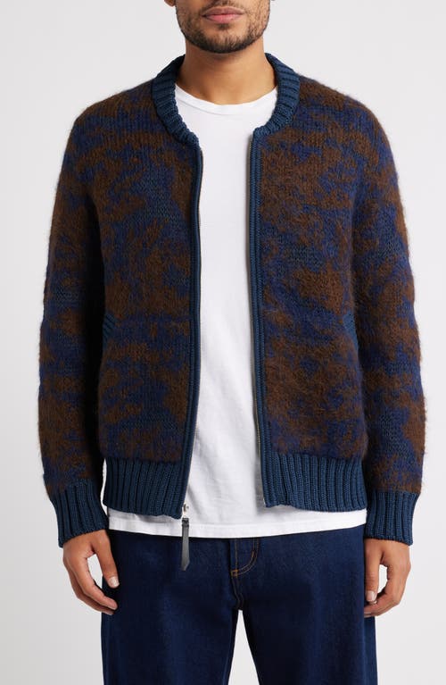 Corridor Jacquard Zip Sweater In Blue